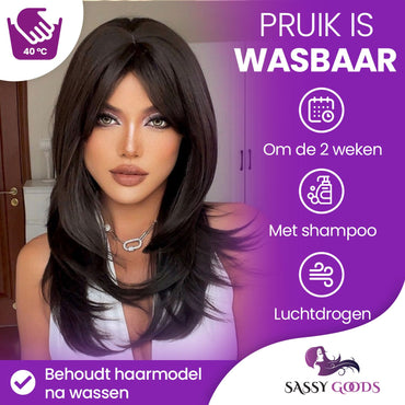 Kastanjebruine Pruik met Lagen Pruik Sassy Goods