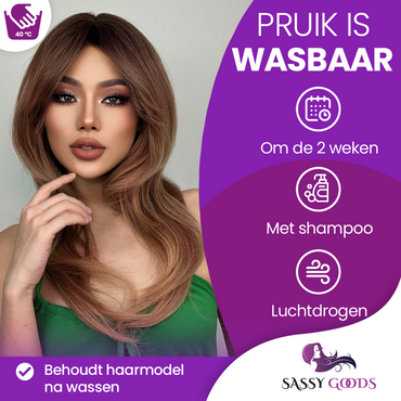 Licht Bruine Pruik met Lagen - 60 cm