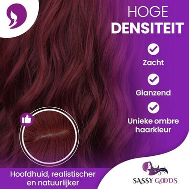 Rode Pruik - Pruiken Dames - Wig - Verstelbaar - Kort Haar - Rood - 35 cm Pruik Sassy Goods