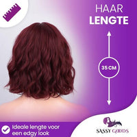 Rode Pruik - Pruiken Dames - Wig - Verstelbaar - Kort Haar - Rood - 35 cm Pruik Sassy Goods