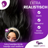 Zwarte Pruik Lang Golvend Pruik Sassy Goods
