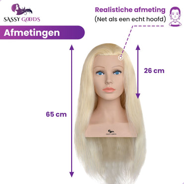 Oefenhoofd met Schouders – 100% Echt Haar & Tafelstatief Oefenhoofd Sassy Goods