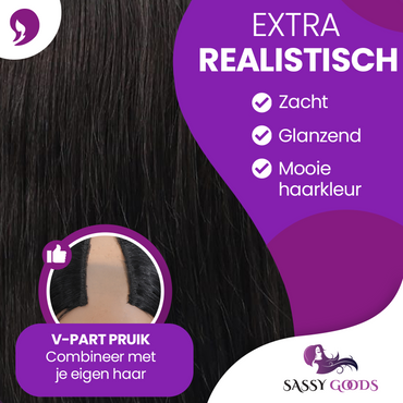 Luxe 100% Human Hair V Part Steil Haar Zwart