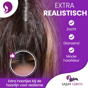 Luxe Bruine Pruik Front Lace Wig - 60 cm Pruik Sassy Goods