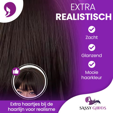 Donkerbruine Pruik Kort Pruik Sassy Goods