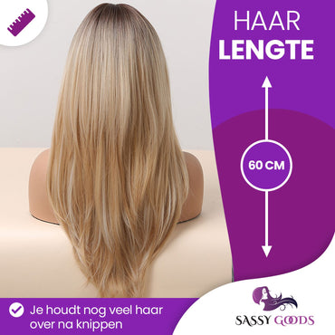 Blonde pruik met Lagen - 60 cm Pruik Sassy Goods