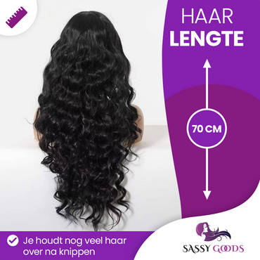 Luxe Lace Front Wig Zwart met Krullen