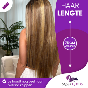 Bruine Lace Wig met Highlights - 75 cm