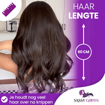 Kastanje Bruine Pruik met Pony - 60 cm Pruik Sassy Goods