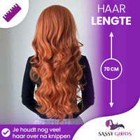 Koperen Pruik met Pony Lang Haar Pruik Sassy Goods
