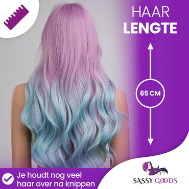 Unicorn Pruik met Pony - Pruiken Dames Lang Haar - Wig - 65 cm Pruik Sassy Goods