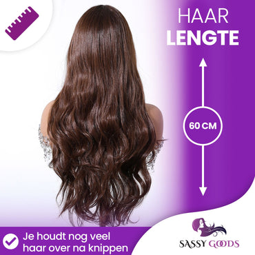 Luxe Bruine Pruik Front Lace Wig - 60 cm Pruik Sassy Goods