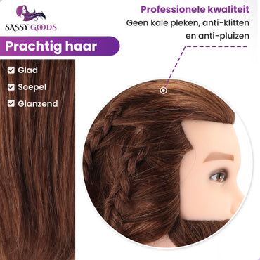 Kappershoofd - Kapperspop - Oefenhoofd Man - Bruin - 35 cm Oefenhoofd Sassy Goods