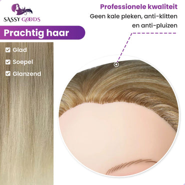 Luxe blond ombre kappershoofd oefenhoofd - incl. styling accessoires
