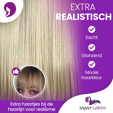 Blonde Lange Pruik Steil - 70 cm