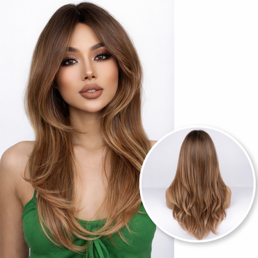 Licht Bruine Pruik met Lagen - 60 cm