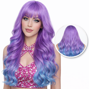 Unicorn Pruik met Pony - Pruiken Dames Lang Haar - Wig - 65 cm