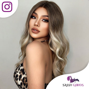Luxe Ombre LichtBruin & Blonde Front Lace Wig - 55 cm Pruik Sassy Goods