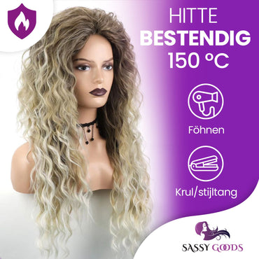 Luxe Blonde Krullen Pruik - 65 cm Pruik Sassy Goods