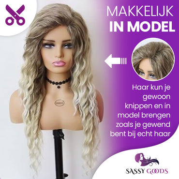 Luxe Blonde Krullen Pruik - 65 cm Pruik Sassy Goods