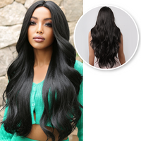 Zwarte Pruik - Sassy Goods Pruiken Dames Lang Haar - Wig - Golvend Zwart - 70 cm