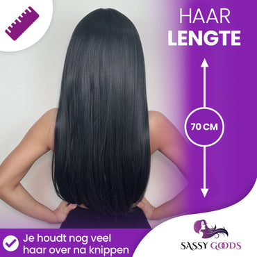 Zwarte Pruik met Pony Steil Pruik Sassy Goods