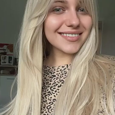 Blonde Pruik met Pony Steil
