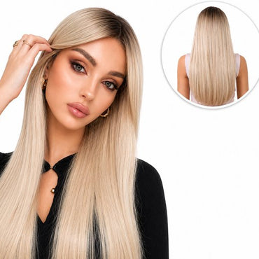Blonde Pruik met Pony Steil - 70 cm