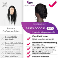 Afro Oefenhoofd Kapperspop 100% Echt Haar - Föhnen, Stylen & Krullen met Styl- en Krultang mogelijk! Oefenhoofd Sassy Goods
