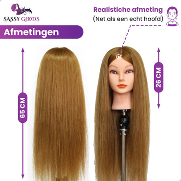 Oefenhoofd Kappershoofd 90% Echt Haar Bruin Oefenhoofd Sassy Goods