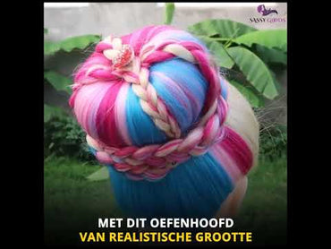 Lila Übungskopf Friseurkopf mit Stativ und Zubehör - 75 cm