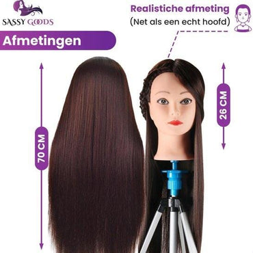 Kastanjebruin Oefenhoofd met Statief - 70 cm - Sassy Goods