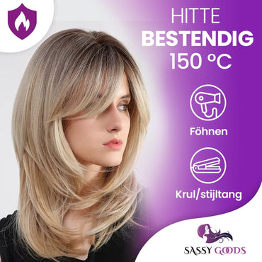 PRE-ORDER Blonde pruik met lagen - 50 cm - Sassy Goods