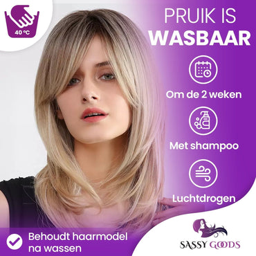 PRE-ORDER Blonde pruik met lagen - 50 cm - Sassy Goods