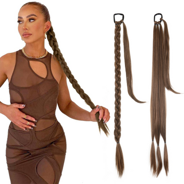 Braided Ponytail Extensions - Bruin - 80 cm