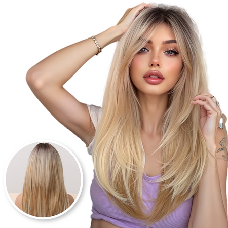 Blonde pruik met Lagen - 60 cm