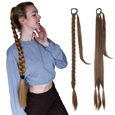 Braided Ponytail Extensions - Donkerblond - 80 cm