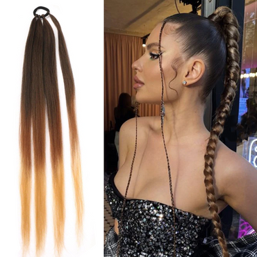 Ponytail Hair Extensions - Vlecht - Braided Ponytail - Ombre Bruin - 60 cm
