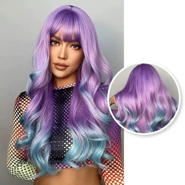 Unicorn Pruik met Pony - Pruiken Dames Lang Haar - Wig - 65 cm Pruik Sassy Goods 