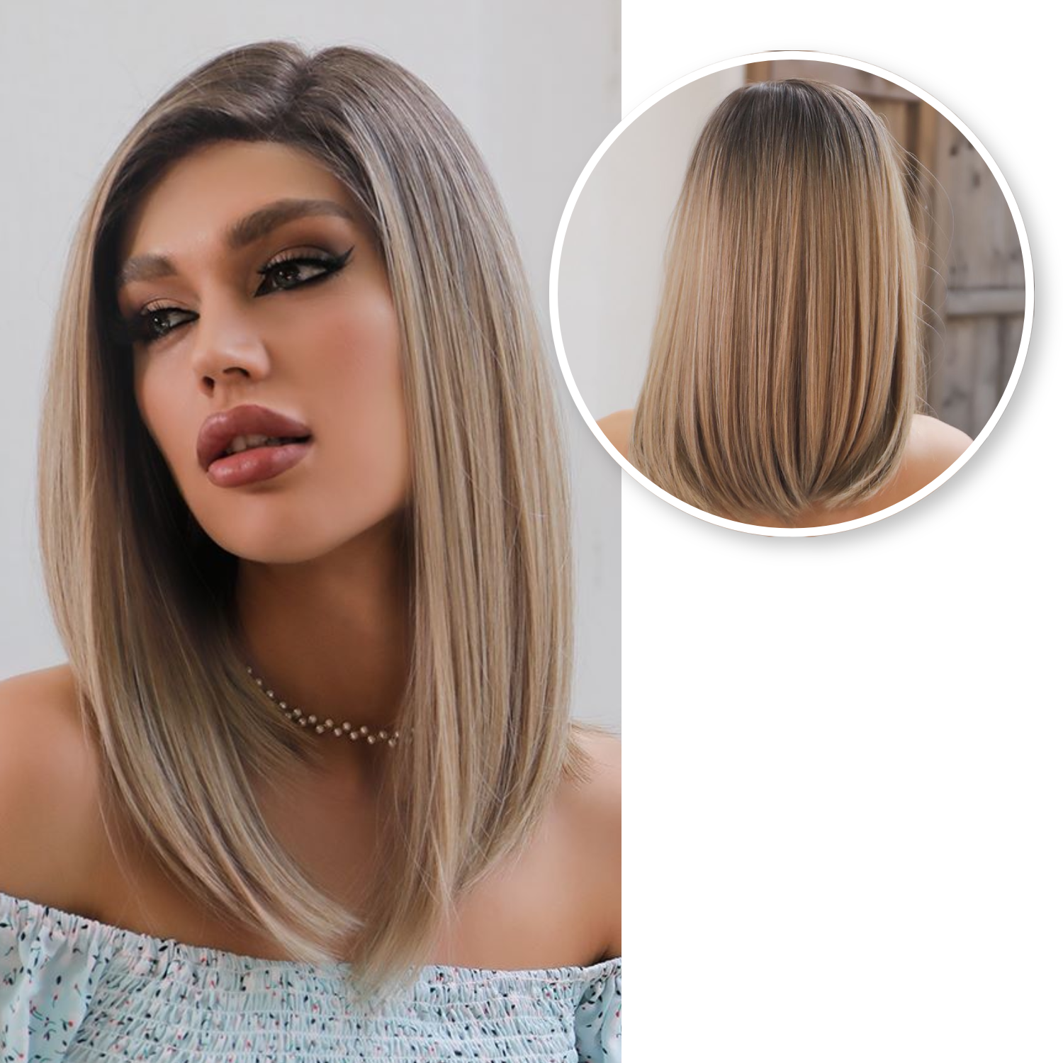 Luxe Ombre Blonde Front Lace Wig -  Zij Scheiding - 40 cm