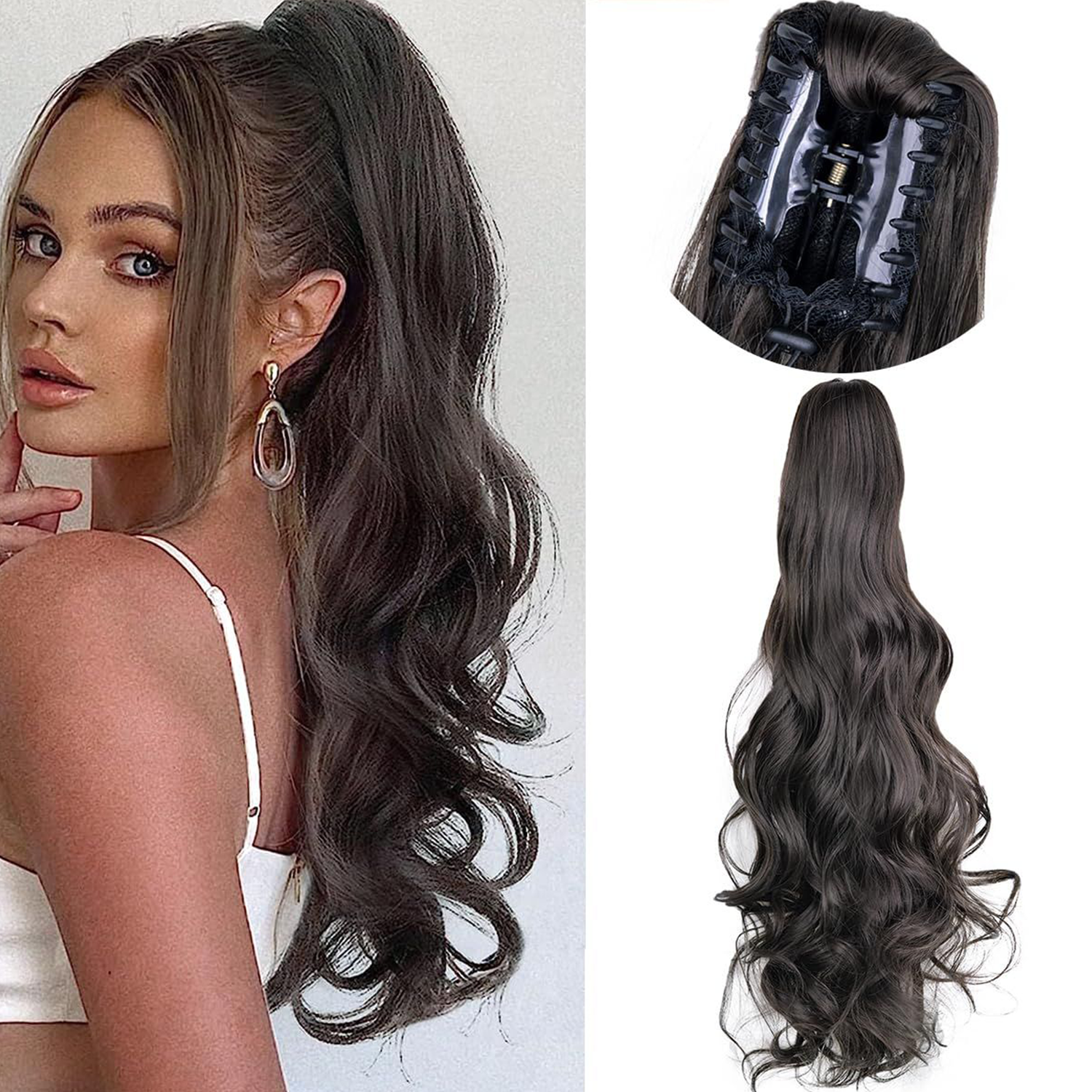 Ponytail Extensions Donker Bruin - Clip In Hairextensions - Brazilian Paardenstaart Extension - 45 cm