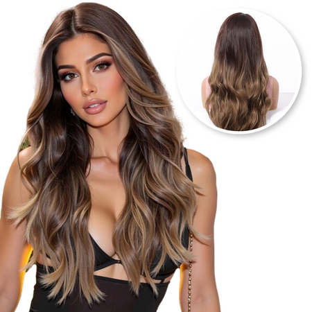 Bruine Lace Wig met Highlights