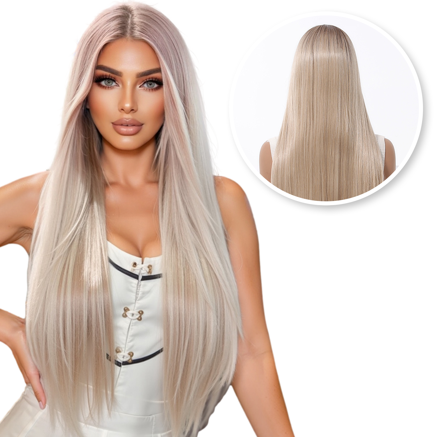 Luxe Platinum Blonde Front Lace Wig Steil