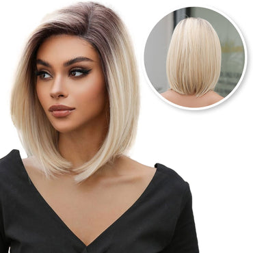 Luxe Ombre Blonde Front Lace Wig Kort Steil 35cm Pruik Sassy Goods 