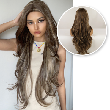 Luxury Brown Wig Front Lace Wig - 65 cm