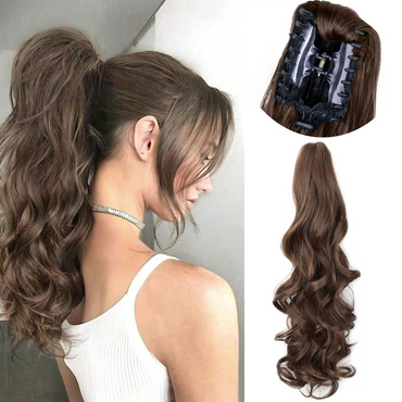 Ponytail Extensions Bruin - Clip In Hairextensions - Brazilian Paardenstaart Extension - 45 cm