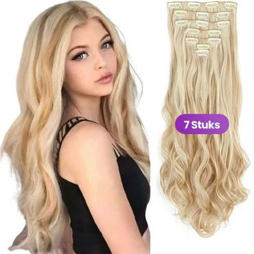 Clip In Extensions 7 Stuks - Blond Golvend - 60 cm Haarextensies Sassy Goods 