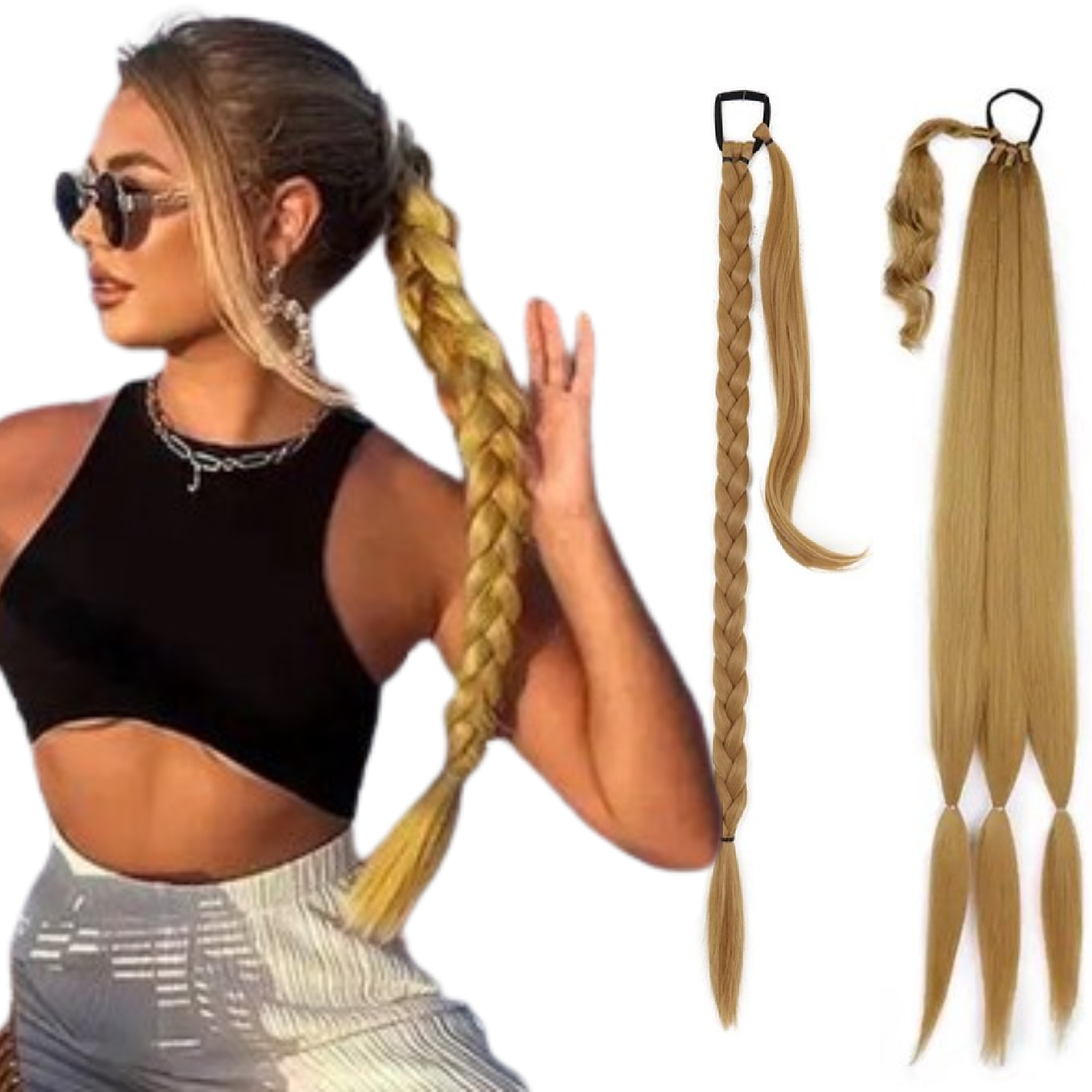 Braided Ponytail Extensions - Donkerblond - 80 cm