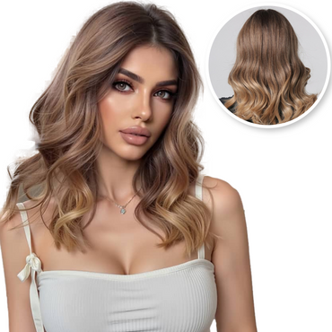 Donkerblonde Pruik Halflang