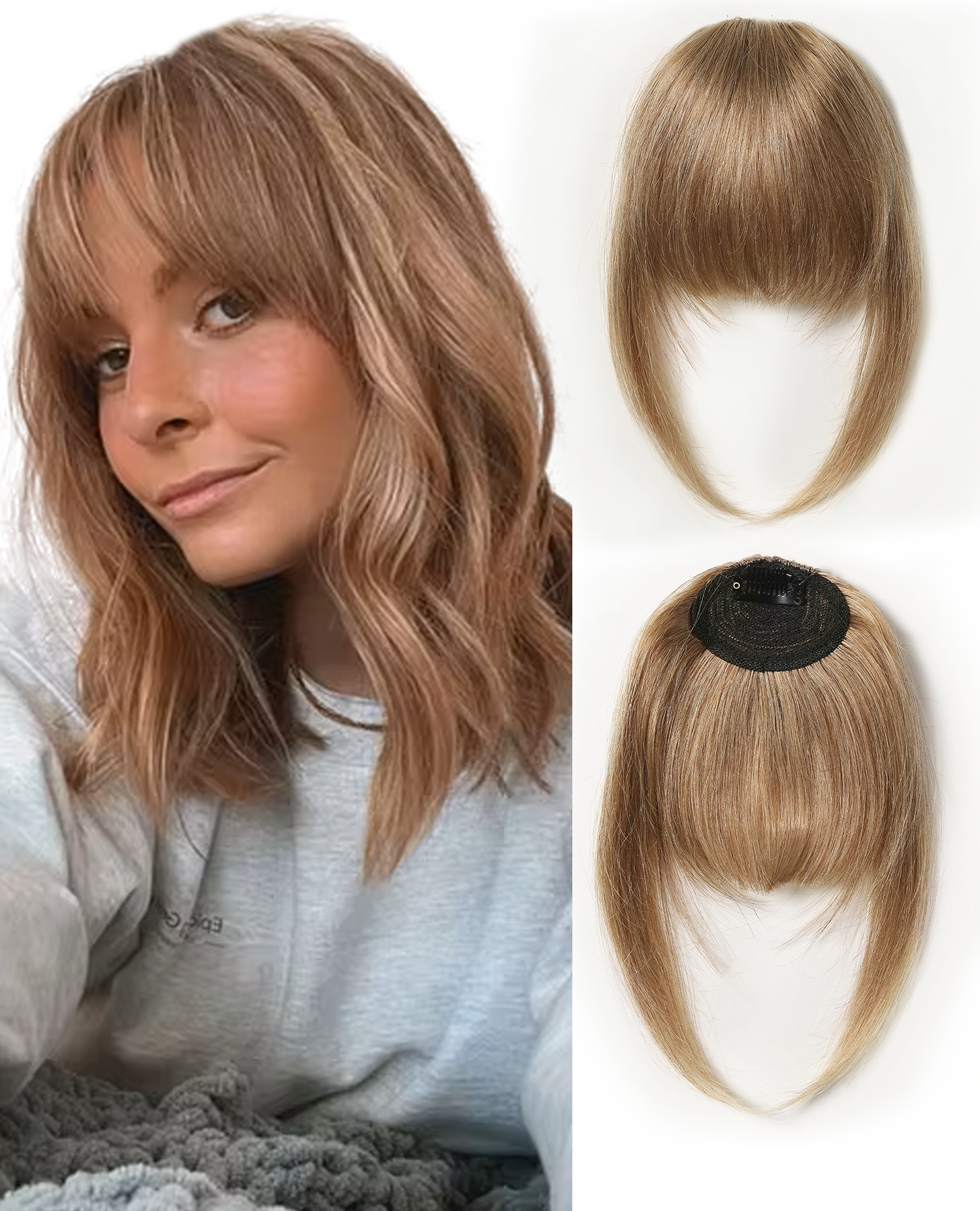 Clip in Pony Echt Haar - Pony Hair Extensions - Bangs - Goud Blond